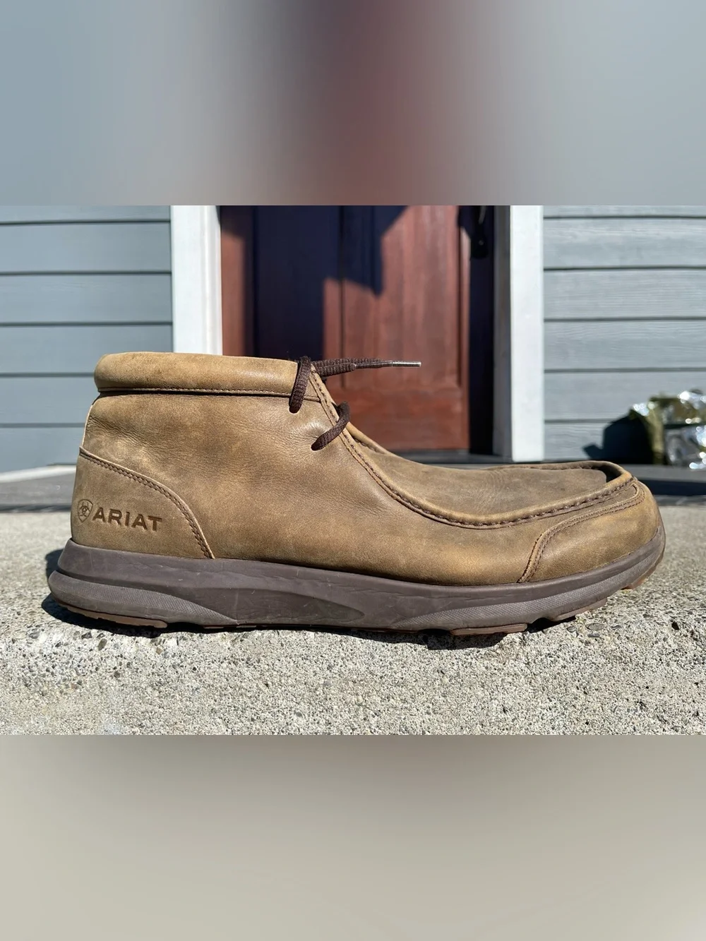 Ariat 10021723 Mens 12D Brown Leather Moc Toe Chukka Boots Casual Shoes